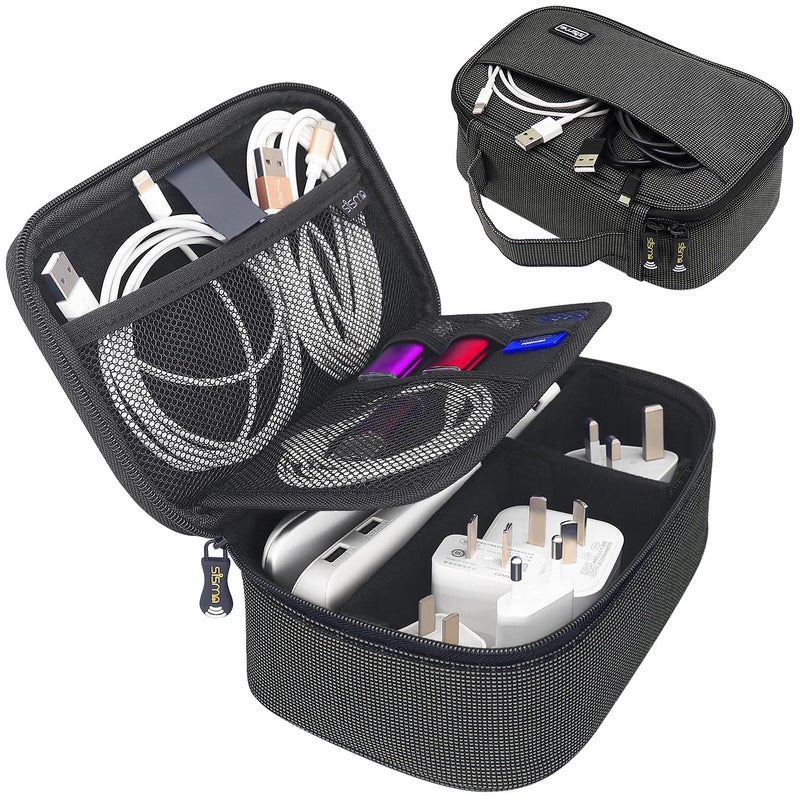 sisma Travel Electronics Organizer Small Carrying Case for Cables Phone Chargers USB Plugs Power Cords Earbuds Adapter Tech Accessories Pouch -Special Edition - Image 1